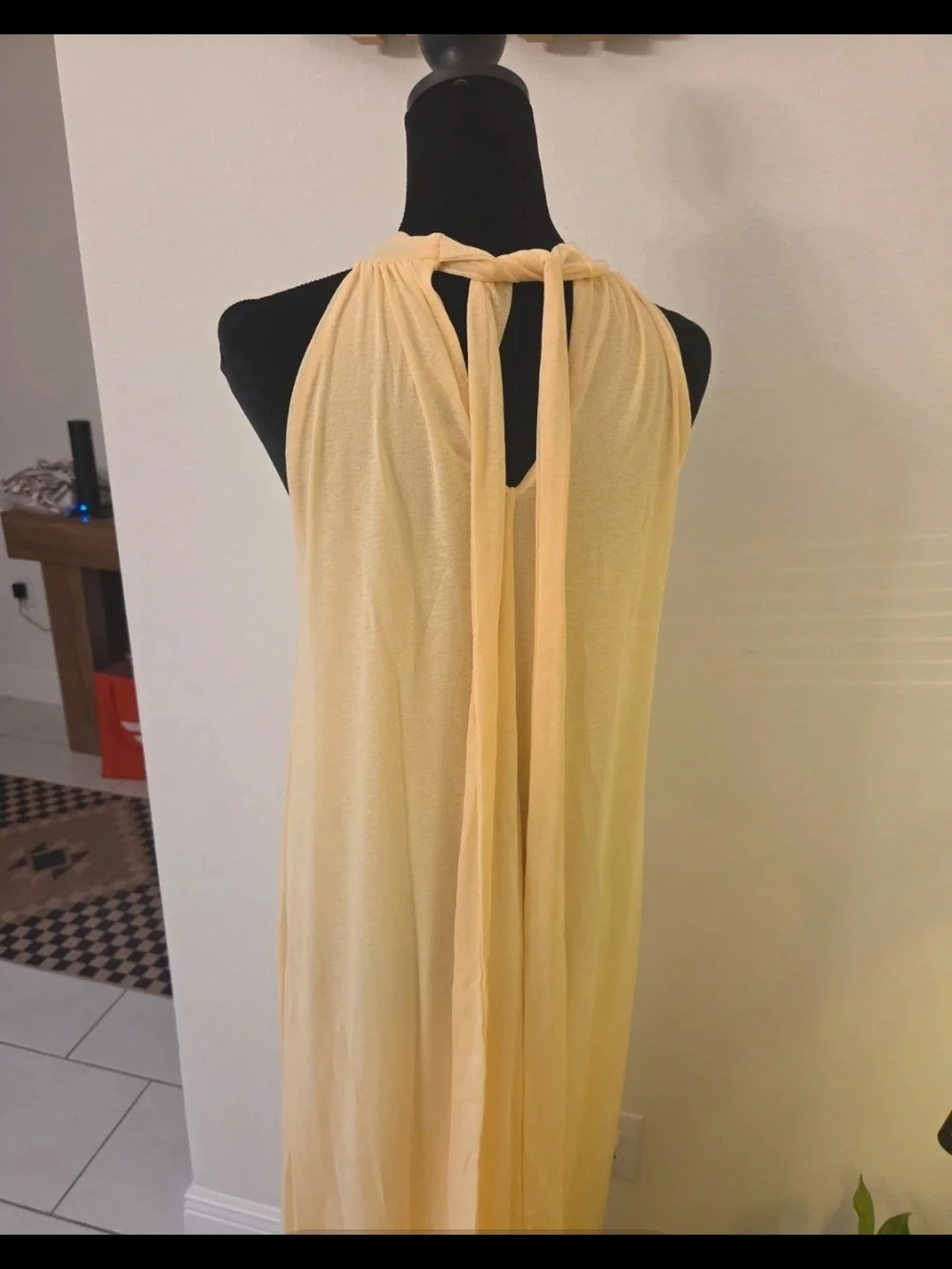 Sleeveless Halter Maxi Dress in Pale Yellow - Picture 5 of 5
